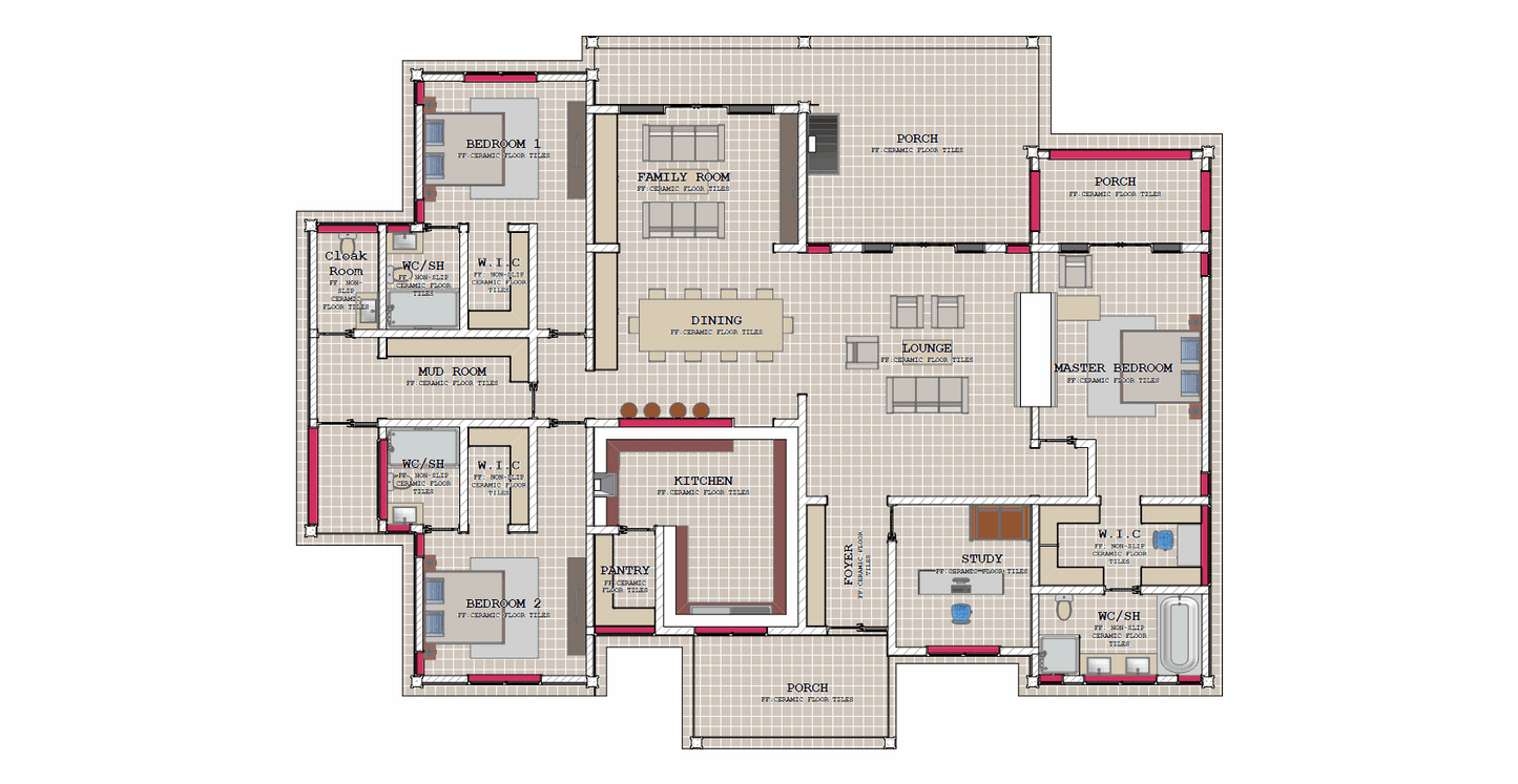 Three Bedroom Bungalow Architectural Plans - Stratos Studios