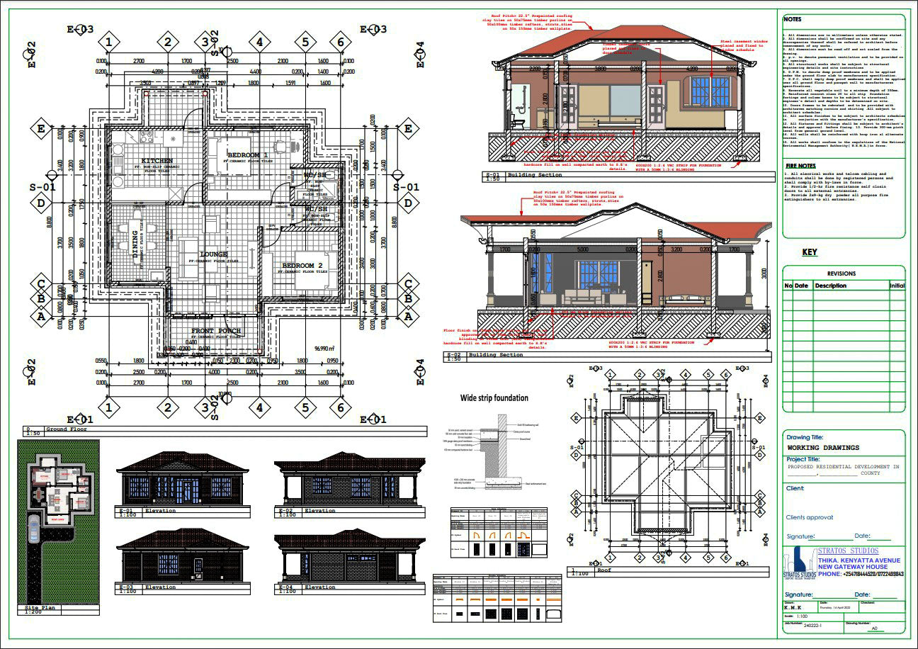 Two Bedroom Bungalow Architectural Plans