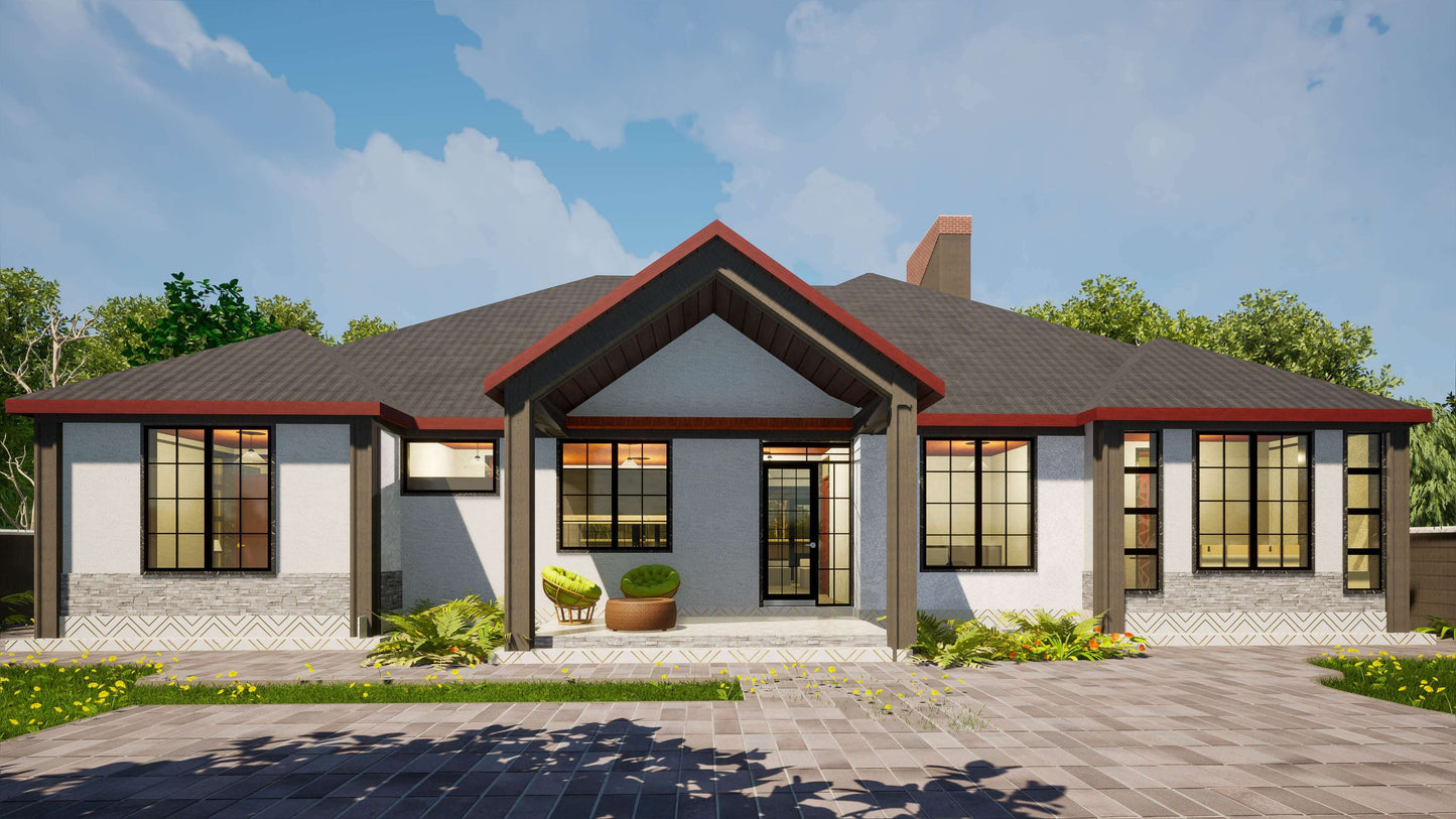 Three Bedroom Bungalow Architectural Plans - Stratos Studios