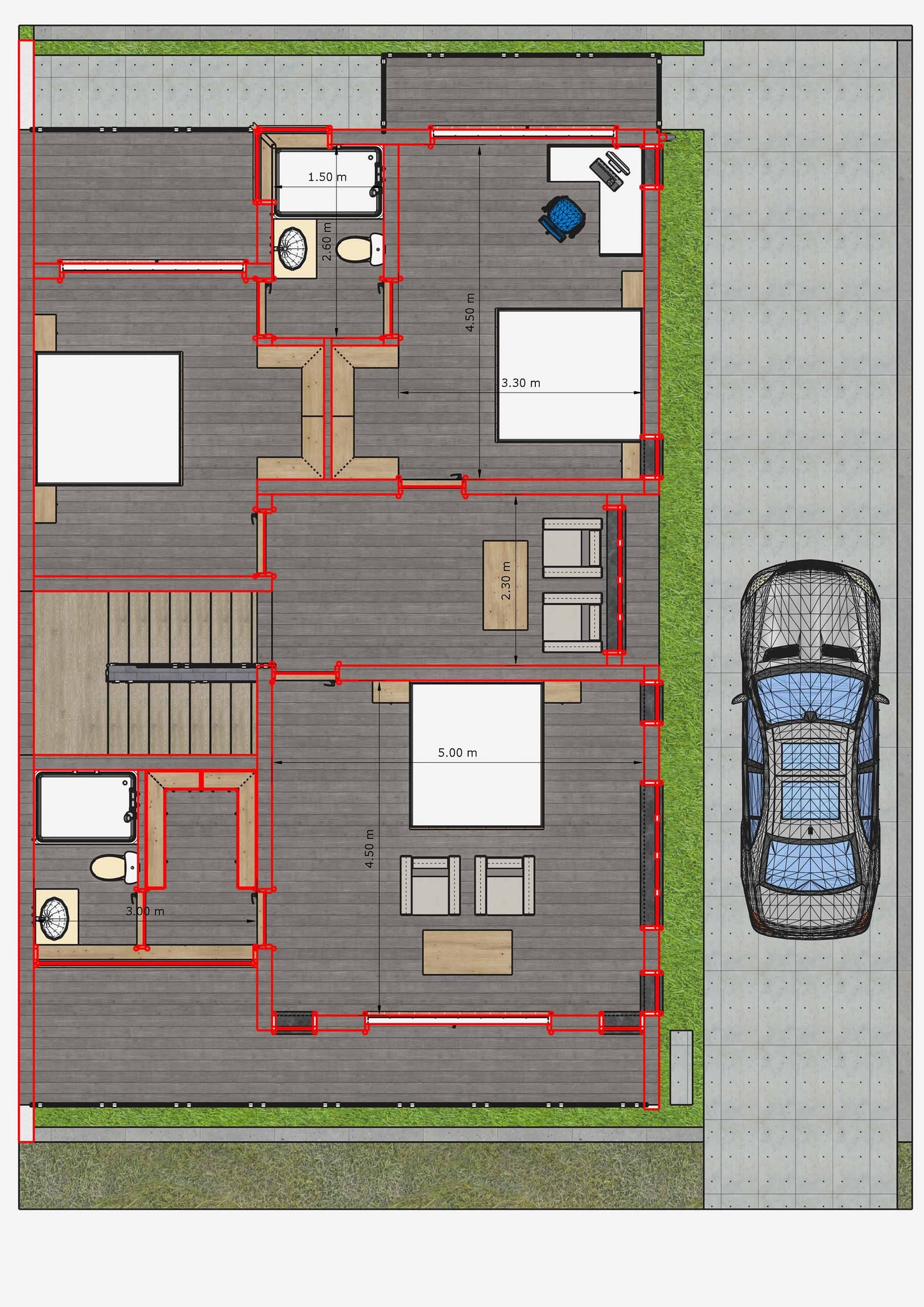 Four Bedroom Maisonette Architectural Plans